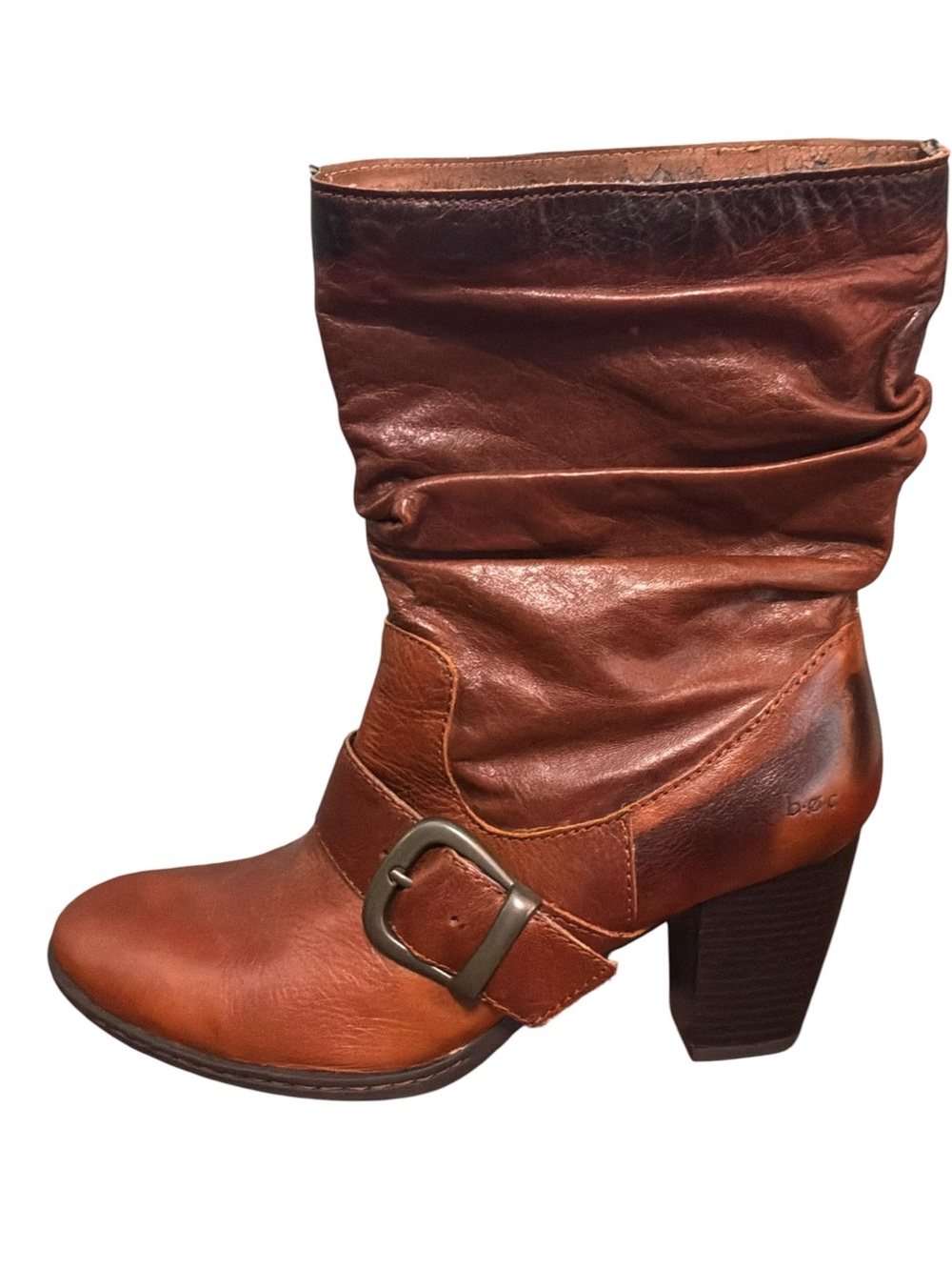 B.O.C. By born Leather Slouch Buckle Mid Calf Boots